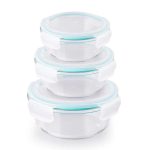 3 Pcs Round Borosilicate Glass Food Container With Lids